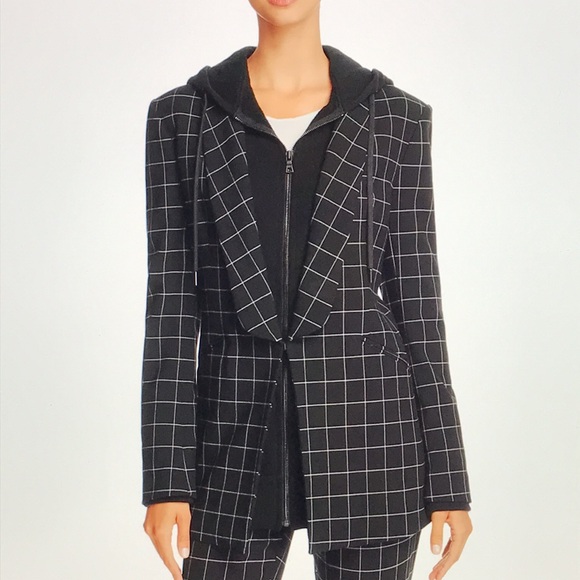 Alice + Olivia Skye layered look hooded blazer S - Picture 11 of 16